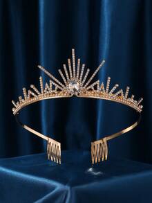 Women's Comb Crown - Pearl Crystal Headpiece, Suitable For Brides, Queens, Princesses And Girls In Weddings, Birthdays, Beauty Pageants (Gold) - Gold - View 4