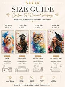 Pintura de Diamante 5D Personalizada Retrato, Kit de Arte de Diamante Foto de Mascota de Graduación Personalizada, Bordado de Imagen de Gato & Perro DIY, Decoración de Pared Mosaico de Diamante de Resina de Taladro Completo, Sube Tu Foto o Texto Personalizado, Regalo Brillante para Graduados, Amigos, Familia, Cama - Multicolor - Ver 5
