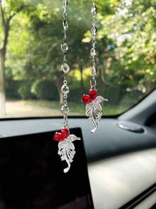 Artificial Rhinestone Flower Car Hanging Ornament, Creative Car Interior Pendant, Rearview Mirror Charm, Car Accessory - Flowers - View 6