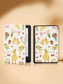 Cartoon Little Yellow Duck Floral Pattern Protective Case Compatible With Kindle 2024, Ko-Bo, Kindle NK 11/Kindle Youth Edition/Kindle Paperwhite 5, E-Book Protective Case, With Auto Wake/Sleep Function, Lightweight And Convenient, Perfect Fit To Protect Your Reading Device, Romantic And Practical Gift - Multicolor - View 2