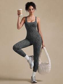 VVX Jumpsuit Yoga Wanita Leher Persegi Tanpa Punggung Pengontrol Perut Pengangkat Bokong, Celana Pendek Olahraga Tanpa Lengan Bergaris Tanpa Jahitan untuk Gym Olahraga Musim Panas - MultiWarna - View 7