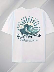 Camiseta de algodón para hombre con estampado único de doble cara de Deep Sea, cómoda, casual, versátil, moderna, de cuello redondo y manga corta, estilo básico para hombre, adecuada co - Negro - Ver 9