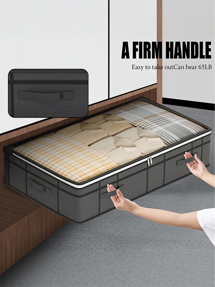 Transparent Window Foldable Underbed Storage Bag, Dust-Proof Space-Saving Clothes Storage Box, Heavy-Duty Non-Woven Fabric High-Capacity Flip-Top Design, Suitable For Bedding, Blankets, Clothing, Seasonal Items, Bedroom Closet Underbed Space Home Organization Travel Storage Essentials, Adult Women Home Decor Mother's Day Spring Summer Household Storage Supplies - Multicolor - View 16
