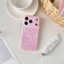 1pc Pink Ditsy Floral 17 Pro Max/16 Pro/15/14 Protective Phone Case For Women, Creative Design - Pink - View 4