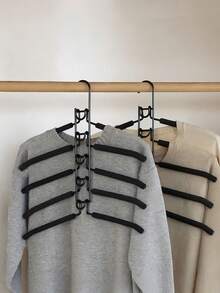 5-In-1 Metal Thickened Hanger With Non-Slip Foam Padding, Clothes Hanger Storage Rack, Closet Organizer, Vertical Storage Rack, Keeps Suits, T-Shirts, Coats Wrinkle-Free, Suitable For Home, Women, Men, Travel Essential, Room Decor, Closet Storage Accessory - Multicolor - View 2