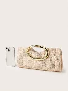 AIBBYDAR Women's Clutch Bag Beach Bag Straw Woven Bag Summer Essential Holiday Essential Beach Holiday Vacation Season Versatile Women's Crossbody Bag Women's Bag Makeup Bag Casual Minimalist Vacation Essential - Beige - View 5