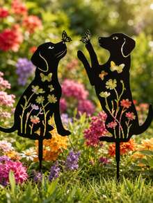 2pcs/Set Wrought Iron Garden Decor Ground Stakes, Animal Lawn Signs, Hollow Yard Ornaments & Crafts - Multiple Styles - View 6
