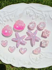 12pcs Pink Starfish Shell Heart Shoe Charms, Removable Accessories For Garden Shoes, Sandals, Holiday Gift - Pink - View 4