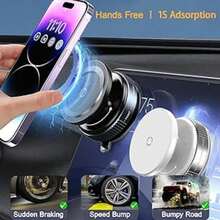 Car Phone Holder, A Vacuum Suction Cup Phone Holder Rotates 360°, Featuring A Magnetic Double-Sided Suction Cup, No Adhesive, Retractable And Foldable, Suitable For Both Car And Home Use, Providing Optimal Magnetic Ring Performance, , Car Accessories - 白色和黑色 - 查看 1