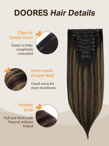 DOORES 9PCS Ekstensi Rambut Jepit Lurus Rambut Manusia Asli Alami Ekstensi Rambut Manusia Perawan Tenunan Ganda Jepit Tak Terlihat & Lembut Potongan Rambut Mini Untuk Rambut Tipis Untuk Wanita - S2/10 - View 3