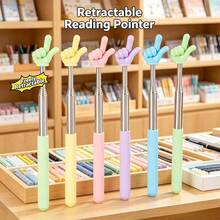 Retractable Reading Pointer Stick, Cute Hand Shape Teacher Classroom Pointer For Book, Extendable Reading Wand For Children, Home Use Teaching Stick For Middle School Students - Multicolor - View 1