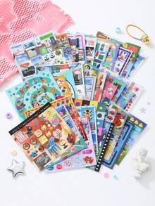 30 Sheets/Book Vintage Animal Tech Style Sticker Book, Phone Case DIY Decoration Card, Gift Wrapping Label, Notebook Sticker, Diary Accessory, Scrapbook Sticker, Art Craft Decoration Sticker, Scrapbook Sticker, Christmas Gift - A - View 2