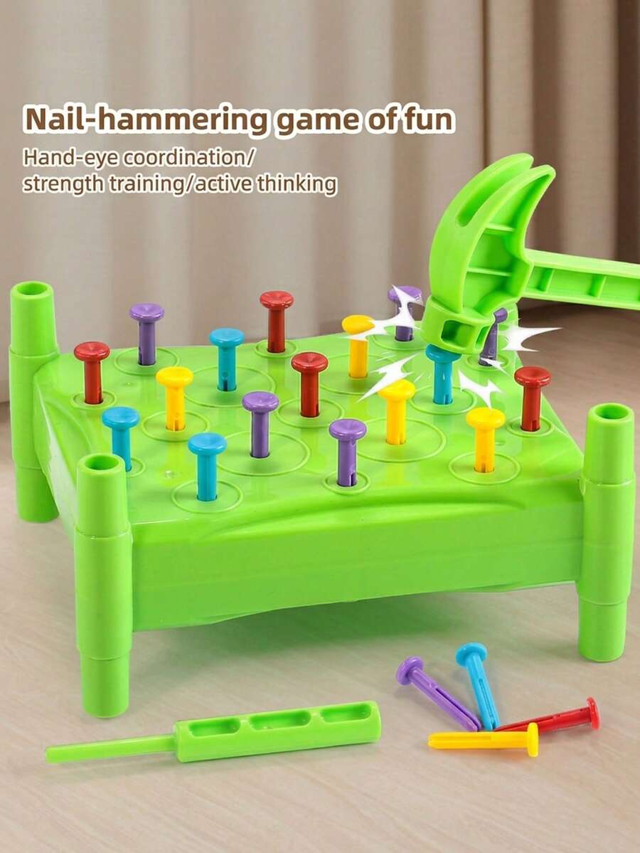 Toddler Hammer Peg Toy, Color Sorting Pound Peg Educational Game, Early Learning Kids Interactive Gift - 彩色 - 查看 1