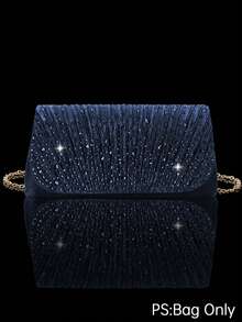 Bolsa Clutch de Noite com Strass Cintilante, Bolsa de Ombro Elegante para Mulheres, Bolsa de Casamento Luxuosa para Noivas, Acompanhada de Colar com Pingente de Strass Cintilante, Brincos, Pulseira, Acompanhada de Vestido de Casamento Cintilante, Vestido de Lantejoulas Brilhante, Adequado para Festas, Bailes, Reuniões, Casamentos - Azul Marinho - Visão 10