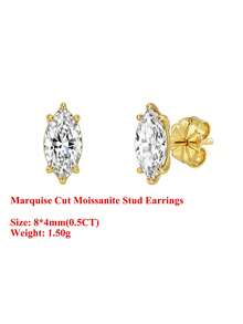 ORSA JEWELS 1對925銀14K金 0.3-1CT D色VVS級馬眼形莫桑石耳釘，經典珠寶，適合女性、男性生日派對與週年紀念 - MOE24 - 查看 18