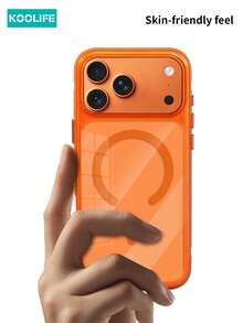 KOOLIFE Orange Translucent MagSafe Phone Case, Made Of Anti-Yellowing Anti-Oxidation PC+TPU Hybrid Material, Unique Style Design, Shockproof, Full Lens Protection, Supports Wireless Charging. Compatible With Iphone 18 Pro/18 Pro Max/17/17 Pro/17 Pro Max. - Orange - View 3