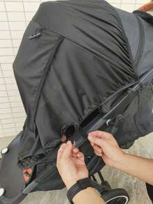 1pc Universal Stroller Sun Shade Cover, Mosquito Netting, Light Blocking Sun Sail Canopy For Baby Stroller - Black - View 8