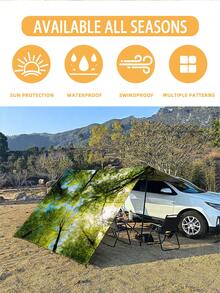 1PC Outdoor Thickened Waterproof Sun-Proof Gradient Mandala Flower Green Bohemian Pattern Outdoor Garden Patio Pergola Canopy Beach Sunshade Tent With Free Rope (Support Frame Not Included) - Multicolor - View 6