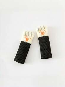 4pcs/Set Fundas para patas de silla con forma de pata de gato lindas, protectores de manija de puerta de lana tejida, calcetines para patas de silla antideslizantes resistentes al desgaste y silenciosos engrosados - A - Ver 14