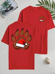 Feliz Navidad, Camiseta Deportiva Casual de Verano para Hombre, Talla, Estampada por Ambos Lados, Última Moda, Estampado Holgado, Top Básico Versátil, Cuello Redondo, Transpirable y C - Blanco - Ver 10