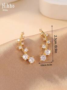 Hihho 1 Pair White Zirconia Ear Studs For Women, Elegant And Cute Jewelry Earrings Suitable For Daily Wear, Holidays And Gatherings - Earrings - View 7
