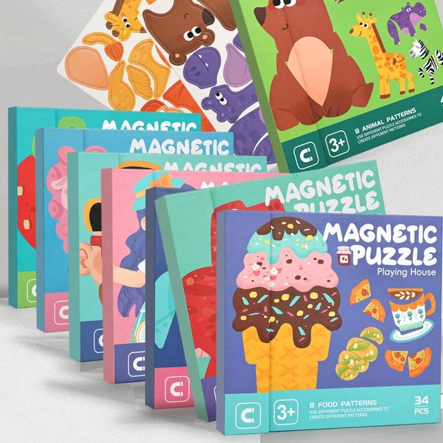 Magnetic Sticker Puzzle For Kids, Face-Flip Character Dress-Up Puzzle, Large Magnetic Puzzle Book Toy, Sweet Treat Pretend Play Educational Puzzle Toy, Perfect Birthday Gift For Boys And Girls - Christmas Gift