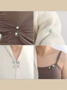 Faux Pearl Brooches, Waist Tightening Pins For Dresses Pants, Anti-Gap Neckline Fastener Buttons, Decorative Clothing Accessories For Women - Multicolor - View 5
