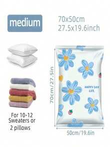 5 Packs Vacuum Storage Bags, Plastic Rectangular Multi-Purpose Bags, Zipper Seal, Moisture-Proof And Airtight, Suitable For Bedding, Pillows, Blankets, Clothes - Save 80% Space, No Electricity Needed,Bedroom Room Decor,Back To School - Blue and White - View 11