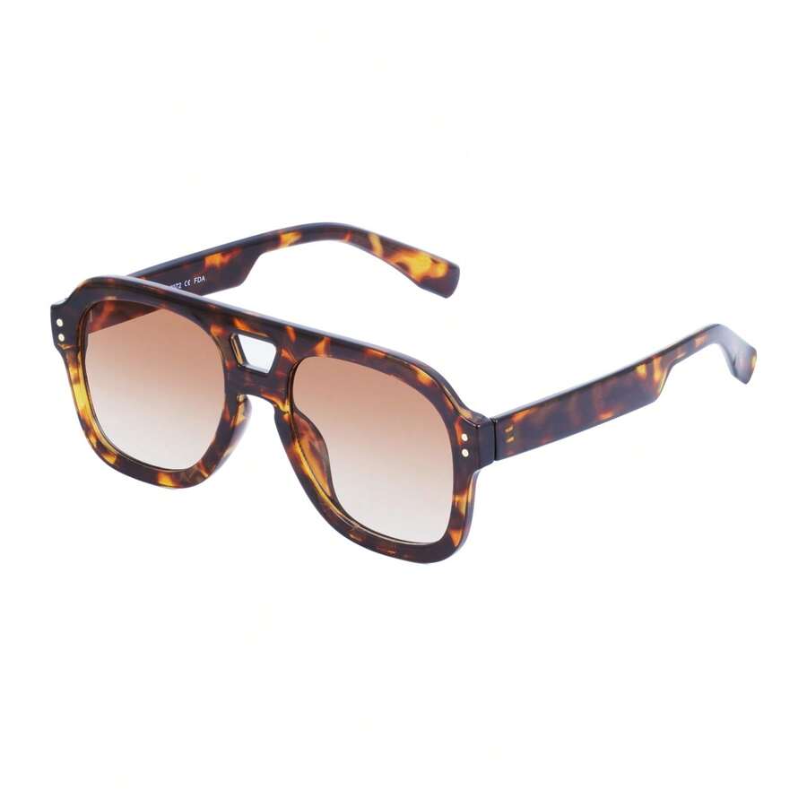 Vintage Aviator Fashion Glasses For Women And Men ,Summer Beach Glasses, Double Bridge Large Square Thick Frame Eyewear CK2846 - 005 - Xem 1