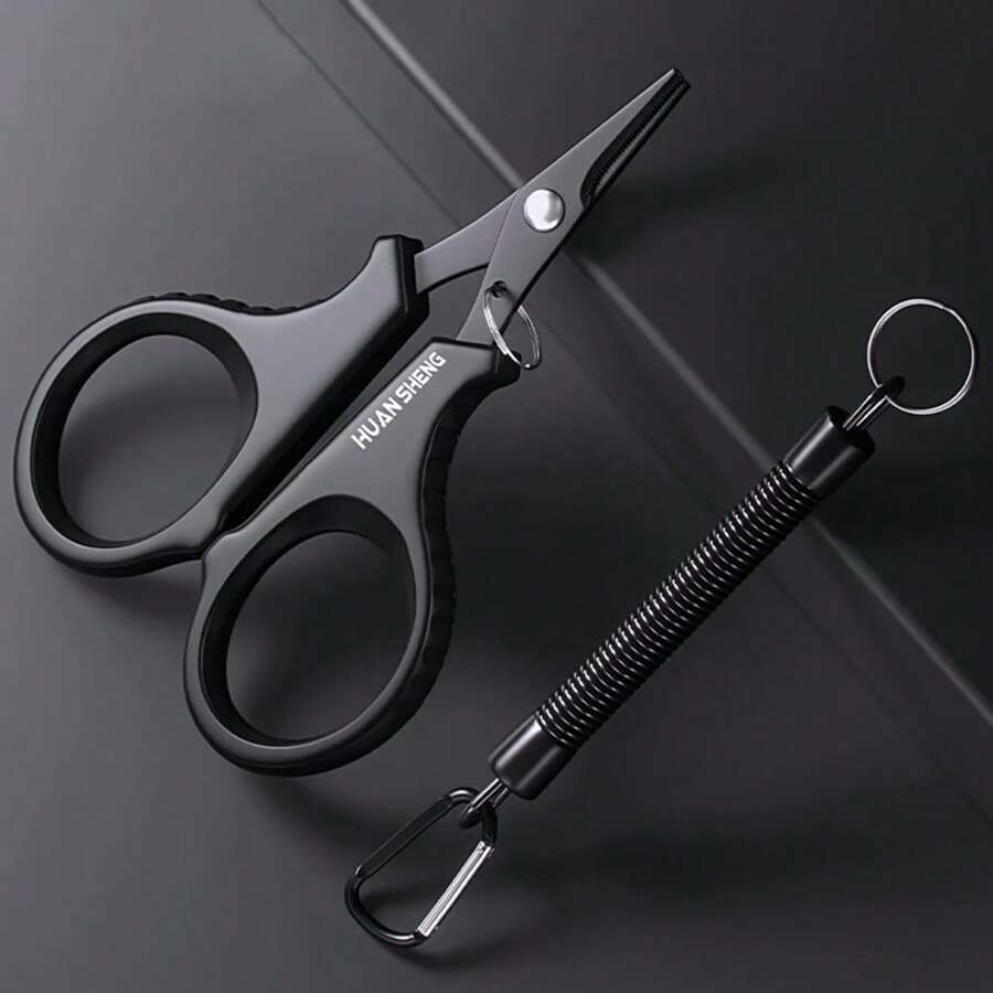 1 Set Titanium Coated Stainless Steel Fishing Scissors Pliers, Can Cut PE Braided Line, Carp Outdoor Fishing Accessories Tool - Multicolor - View 1