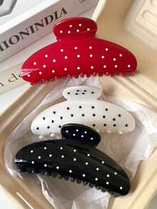 3 Pieces/1 Piece Of 9/3.54 Inch Hair Clips For Women, Stylish Hair Accessories In Black, White And Brown For Daily Hairstyling And Makeup. - 02粉紅色 - 查看 12