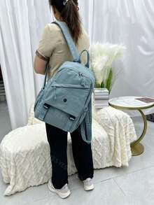 Women's Oxford Backpack - Large Capacity - 39 Cm High - With Multiple Compartments For School, Travel And Work - Ice Crystal Blue - View 3