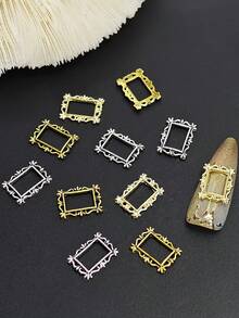 10Pcs Single Style Vintage Picture Frame Nail Charms, Gothic Alloy Baroque Nail Art Decorations, Y2K Texture Nail Gems For DIY Manicure - Multicolor - View 6
