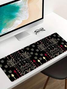 Thảm trải bàn dài cho bàn làm việc màu đen họa tiết dệt Fair Isle, in bông tuyết mùa đông và mũi tên, phong cách Bohemian trang trí nhà cửa cho bàn ăn và bàn trang điểm, trang trí Giáng Sinh - Xem 6