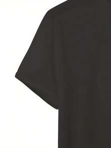 Conjunto de regalo navideño: Camiseta de verano para hombre, deportiva y casual, de talla, con estampado de doble cara, diseño moderno y a la moda, corte holgado, cuello redondo versá - Negro - Ver 4
