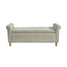 Footstool With Storage Space, Fabric-Covered Footrest With Hinged Lid, Compact Scandinavian-Style Stool For Living Room Or Bedroom - 駝色 - 查看 12