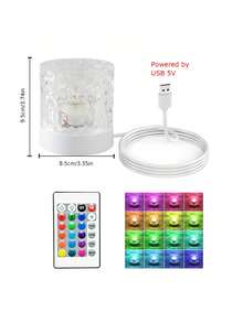 1pc Dynamic Rotating Water Wave Light, USB 5V Input, RGB Multi-Color Changing, With Remote Control, Suitable As Gift Lamp, Romantic Bedroom Atmosphere Light - 彩色 - 查看 9