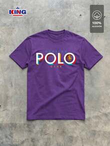 Original HPC POLO T-Shirt With Round Neck And Short Sleeves – Themed Graphic Design "HPC: Retro Typography Houston" – 100% Cotton - 紫色 - 查看 2
