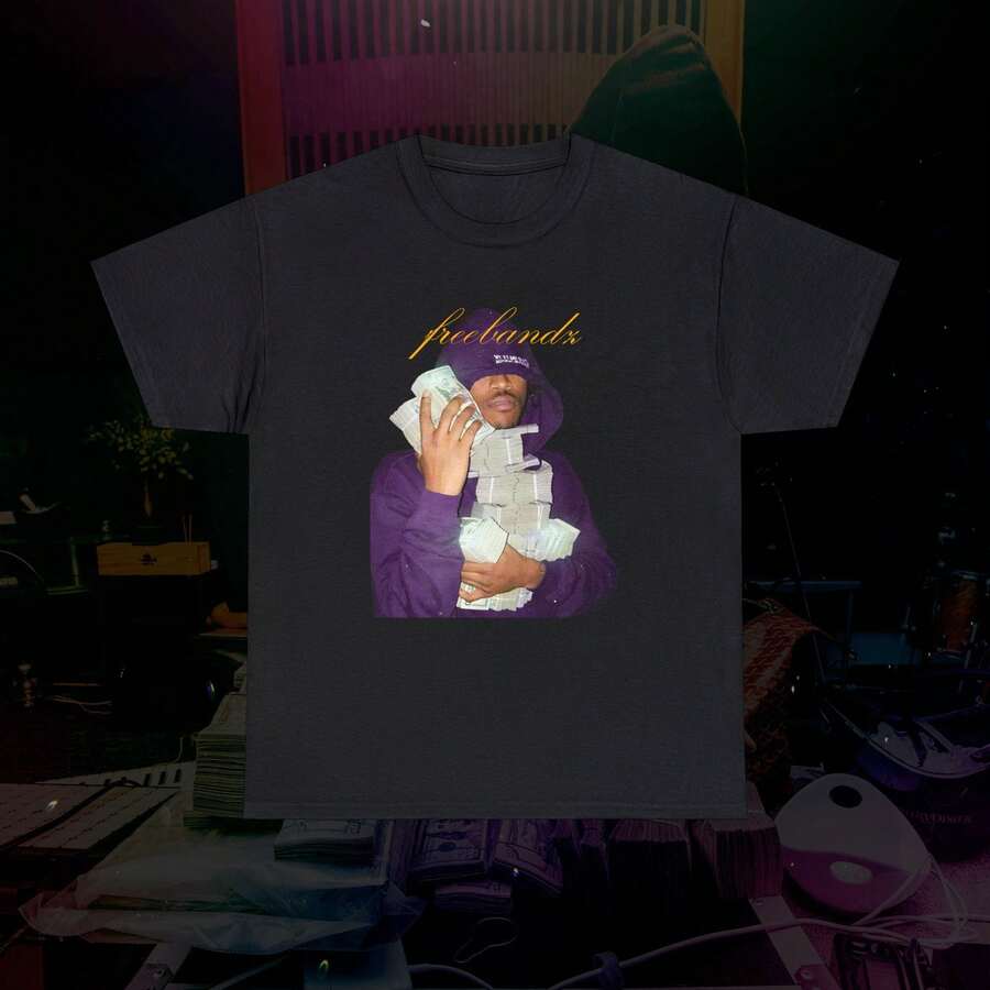 Future Freebandz Money T-Shirt Purple| Rapper Shirt| Rap Tee| Motivational Tee| Rapper Future Tee| Mask Off| Inspirational Tee, Summer Outfit For Wome - Black - View 1