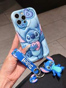 Disney Has Authorized, Phone Case - Chain Set, The Stitch Lilo & Stitch 3D Phone Case Plus A Silicone 3D Stitch Bracelet With Metallic Ring Removable Bracelet, Stitch And Angel Pattern, Compatible With Iphone17/16/15/14/13/12/11/XS/XR/X Plus Pro Max, A Stylish Cartoon Phone Case, The Perfect Gift Choice, Phone Protection, Durable Phone Cover, Great Gift For Friends And Family. - 白色 - 查看 1