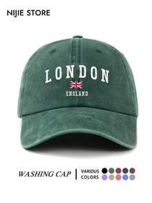 1件多色可選 LONDON 印花女款時尚夏季棒球帽，輕量可調節彎帽簷，百搭透氣多功能，復古水洗棒球帽，適合日常穿搭、街頭風格與日常使用，送給家人朋友的完美禮物 - A - 查看 5