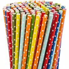 200 pajitas de papel biodegradables multicolor para suministros de, cumpleaos, novia/ shower, decoraciones de Navidad y celebraciones navideas punto - Punto - Ver 1
