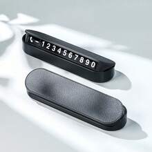 New PU Leather Temporary Parking Number Plate, High-End Car Phone Number Display Card, Hidden Design Vehicle Mobile Call Card, Premium Car Interior Decoration Accessory - A - View 12