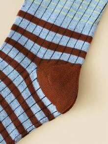 1/4 Pairs Vintage Striped Compression Calf Socks, Women's Fashion Color-Block Long Socks, Slimming Barn Style Y2K Outfit, Pairs With Leather Shoes, Boots, Sandals, Suitable For Various Occasions - Multicolor - View 7