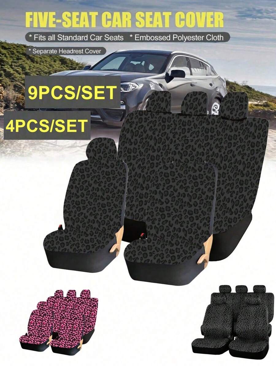 Leopard Print Car Seat Covers - Front And Rear Seat Protectors Fit For Most Sedans, SUVs, Trucks - Leopard Print - View 1