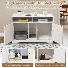 43 Inches Cat Litter Box Enclosure With Storage And Double Rooms - B - View 9