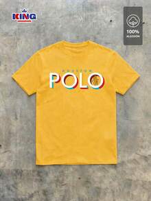 Original HPC POLO T-Shirt With Round Neck And Short Sleeves – Themed Graphic Design "HPC: Retro Typography Houston" – 100% Cotton - 薑色 - 查看 2