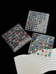 1pc Magnetic High Transparency Nail Art Rhinestone Jewelry Storage Box With Dividers - Clear - View 1