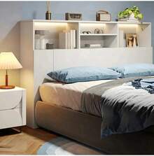 Cabecera Matrimonial Con Luces Led Y Enchufes Para Cama - Blanco - Ver 6