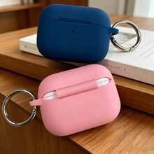 1pc Solid Color Silicone Earphone Case Compatible With Air Po D, Air Po D Silicone One-Piece Solid Color Protective Cover - Black - View 5